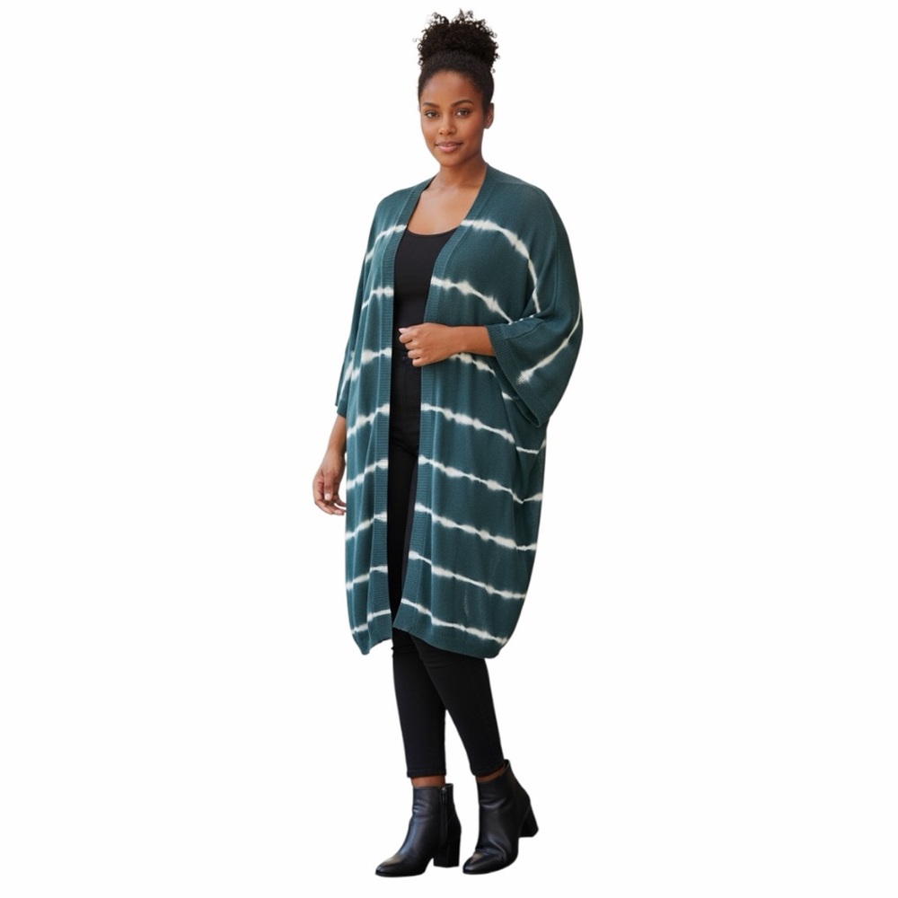 Torrid Blue Tye Dye Open Knit Cardigan